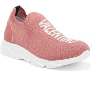 NIB VALENTINO QUEENIE PINK AND WHITE SLIP ON SNEAKER